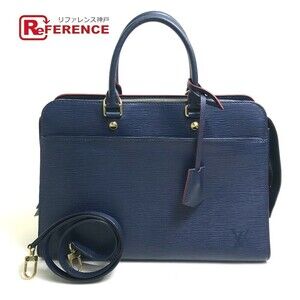 Louis Vuitton Epi Vaneau Handbag Leather Indigo Navy Blue Red